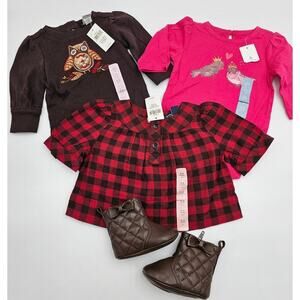 4 Piece Gap Girl's 0-3M NWT Fall Tops and GUC Brown Boots